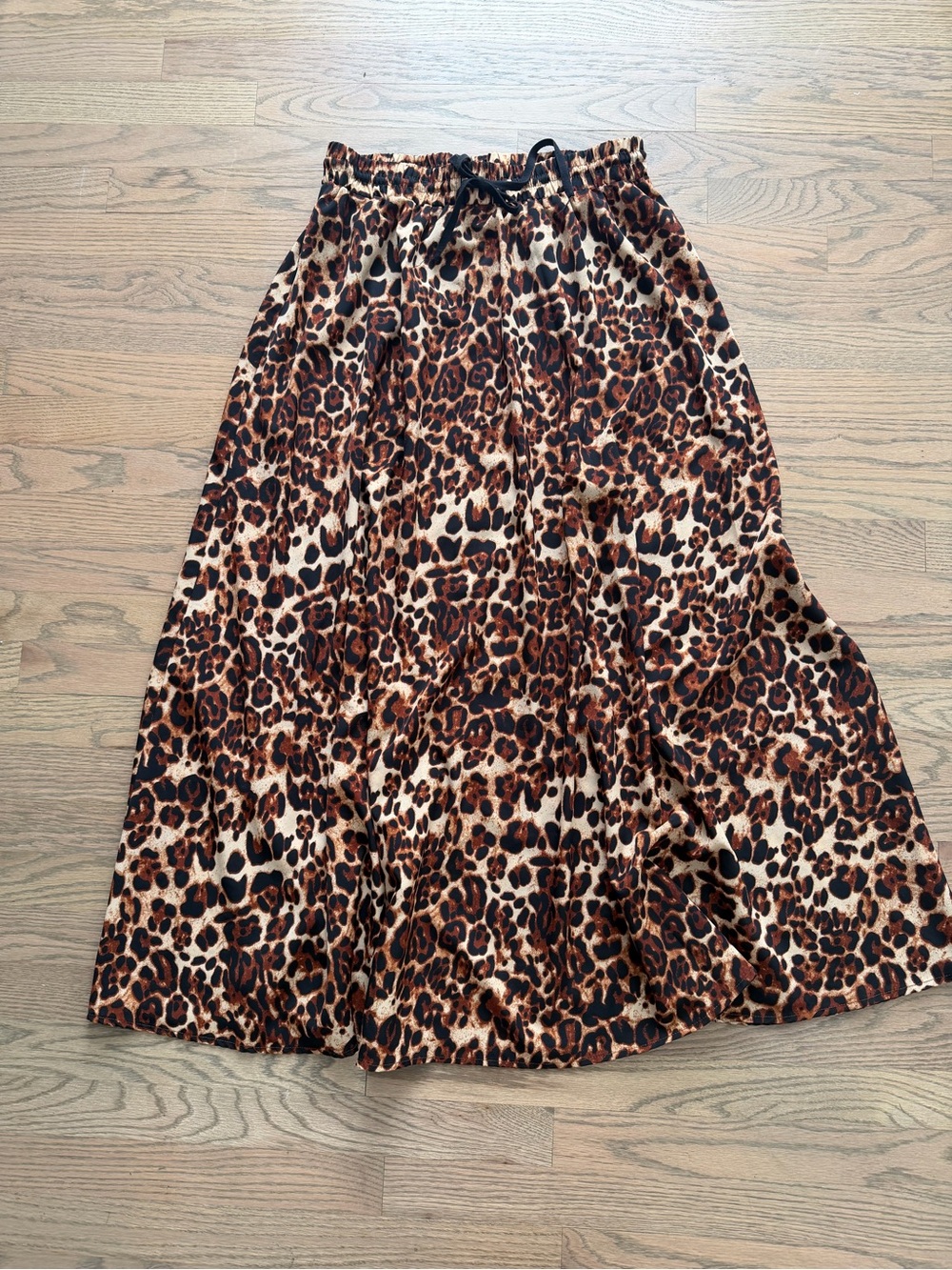 Leopard Print Midi Skirt - Brown